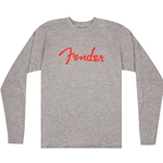 Fender Spaghetti Logo L/S T-Shirt, Heather Gray, L