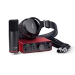 Scarlett Solo 3rd Gen 2-in, 2-out USB audio interface with a condenser microphone and headphones