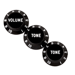 Fender Stratocaster Knobs, Black (Volume, Tone, Tone) (3)