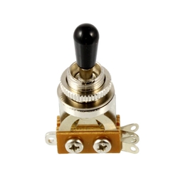 All Parts Economy Short Straight 3 Way Toggle Switch, Chrome w/Black Tip