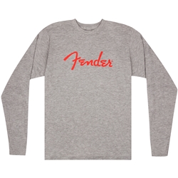 Fender Spaghetti Logo L/S T-Shirt, Heather Gray, L