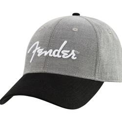 Fender Hipster Dad Hat, Gray and Black, One Size Fits Most