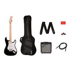 Squier Sonic Stratocaster Pack, Maple Fingerboard, Black, Gig Bag