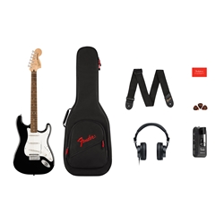 Squier Affinity Stratocaster Mustang Micro Pack, Laurel Fingerboard, Black, Gig Bag, HD9