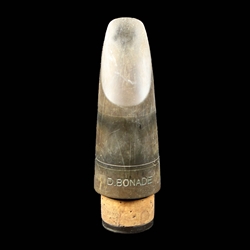 Vintage D. Bonade Hard Rubber Bb Clarinet Mouthpiece, Nickel Ligature, Nickel Cap
